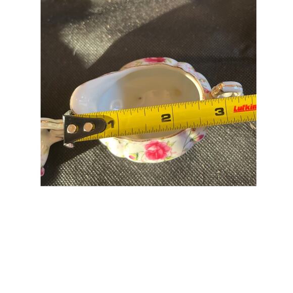 Vtg Lefton China Miniature Creamer & Covered Sugar Pink Rose Chintz NE794R Japan - Picture 8 of 10